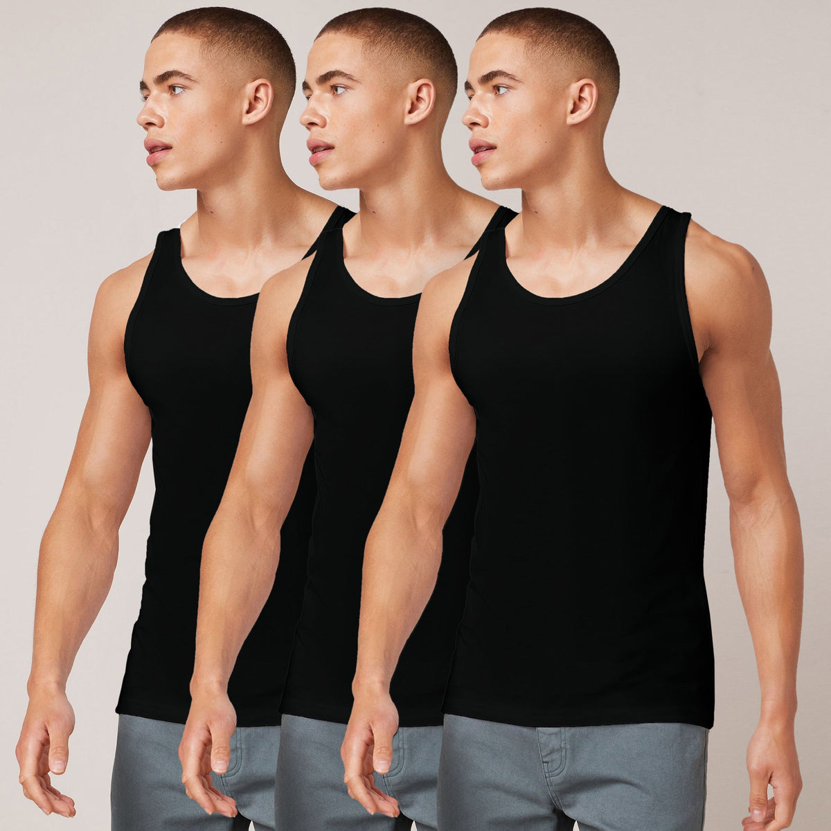 Yorker Men's Vest Sleeve Less 100% Cotton-Pack of 3
