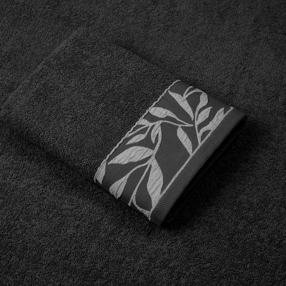 Combed Cotton Jacquard Towels Pack Of 2 & 4 - Black