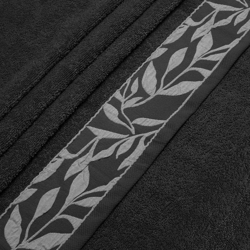 Combed Cotton Jacquard Towels Pack Of 2 & 4 - Black