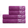 Combed Cotton Jacquard Towels Pack Of 2 & 4  - Plum