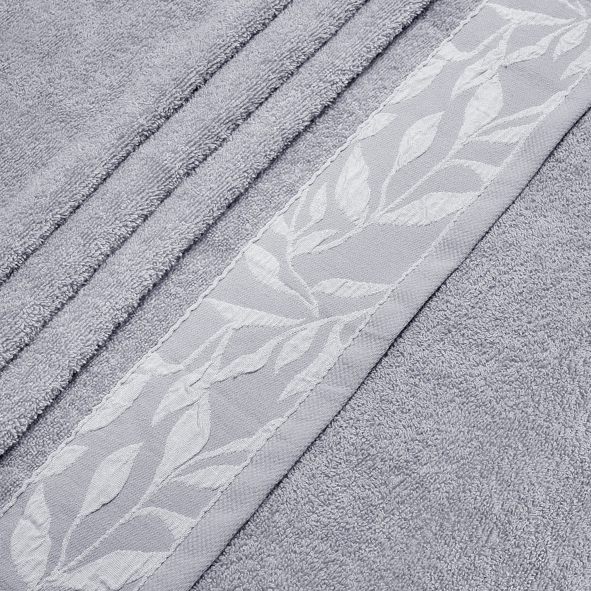 Combed Cotton Jacquard Towels Pack Of 2 & 4 - Grey