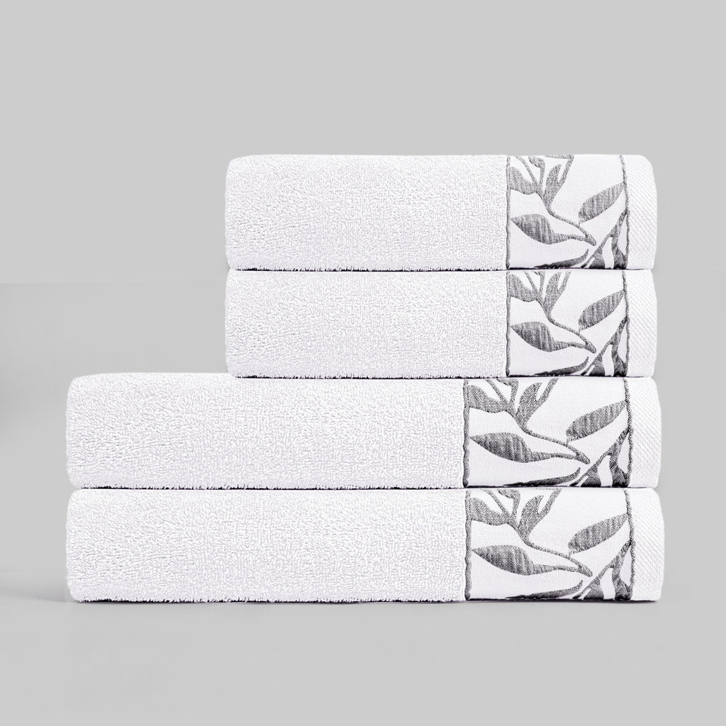 Combed Cotton Jacquard Towels - White