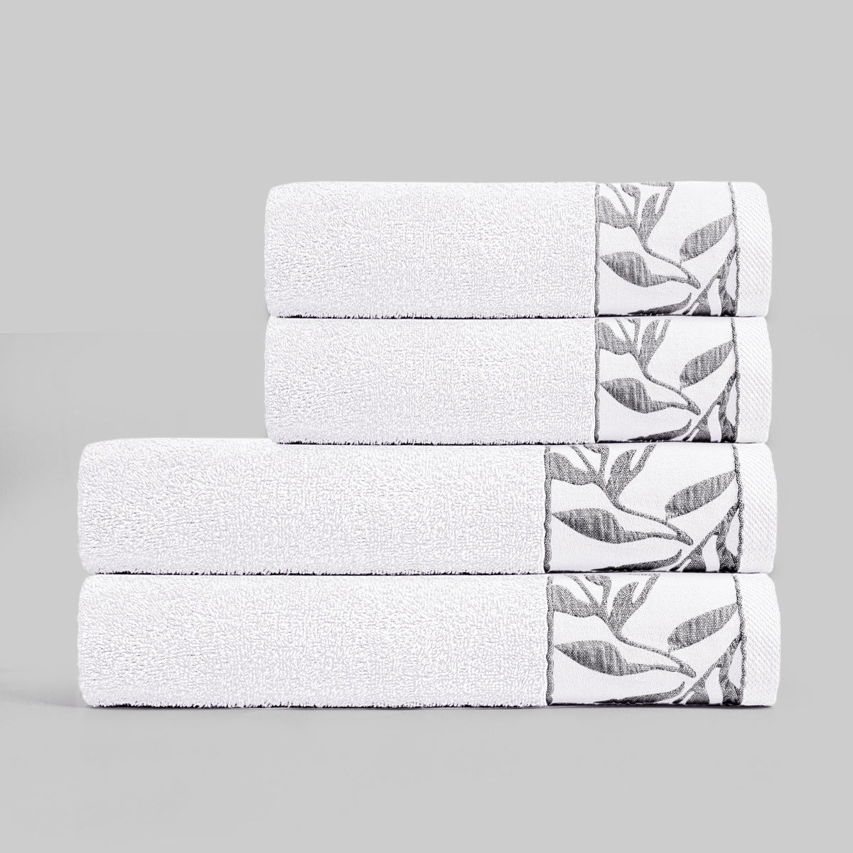Combed Cotton Jacquard Towels - White