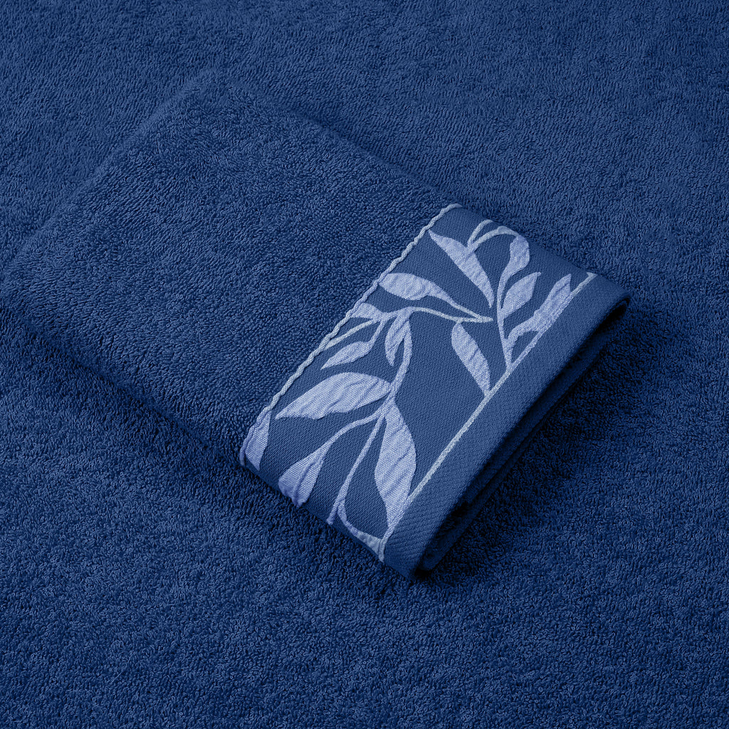 Combed Cotton Jacquard Towel - Navy