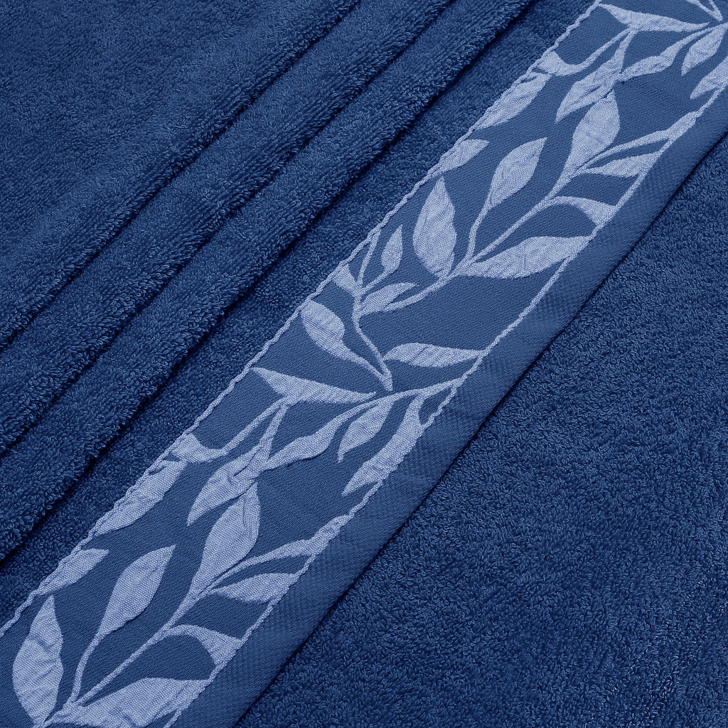 Combed Cotton Jacquard Towels Pack Of 2 & 4 -Navy Blue