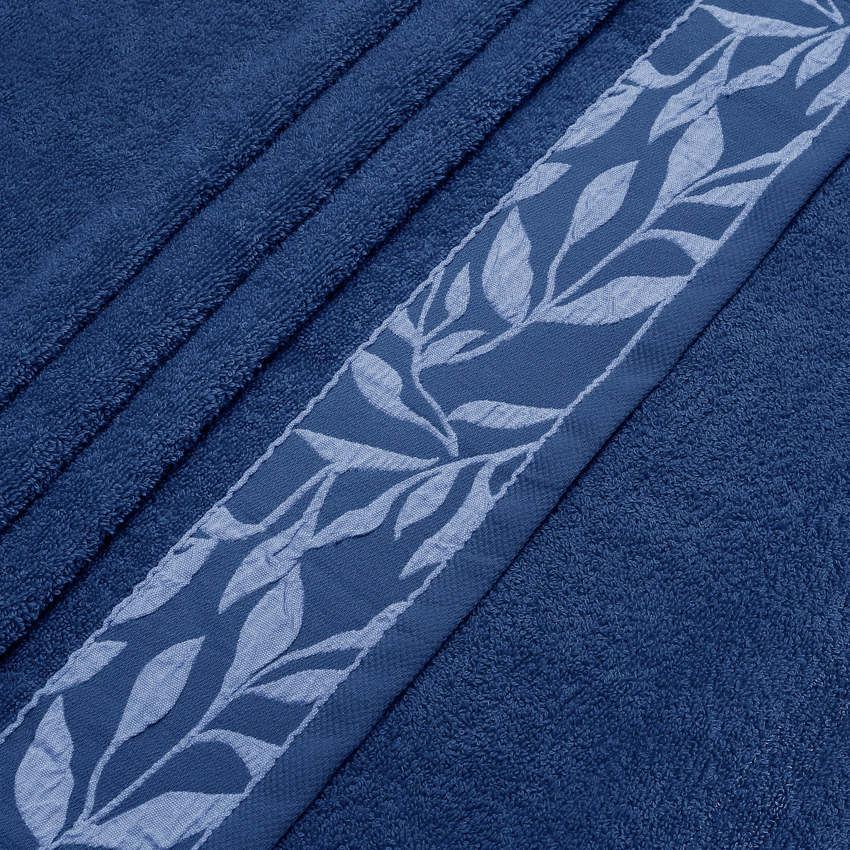 Combed Cotton Jacquard Towels Pack Of 2 & 4 -Navy Blue