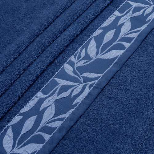 Combed Cotton Jacquard Towel - Navy