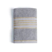 Combed Cotton Striped Towel - Grey