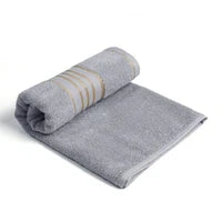 Combed Cotton Striped Towel - Grey