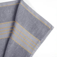 Combed Cotton Striped Towel - Grey