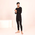 Men's Long Sleeves Warmer 2 Pc Set-Black