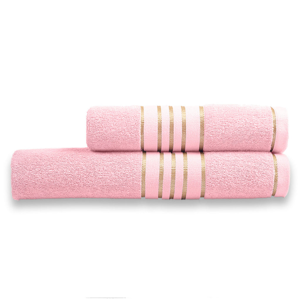 Combed Cotton Pink Towel Pack Of 2 & 4
