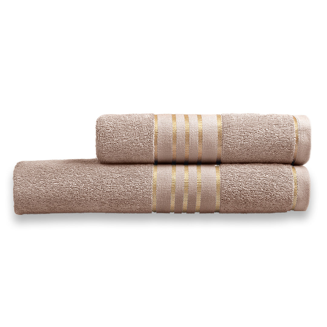 Combed Cotton Beige Towel Pack Of 2 & 4