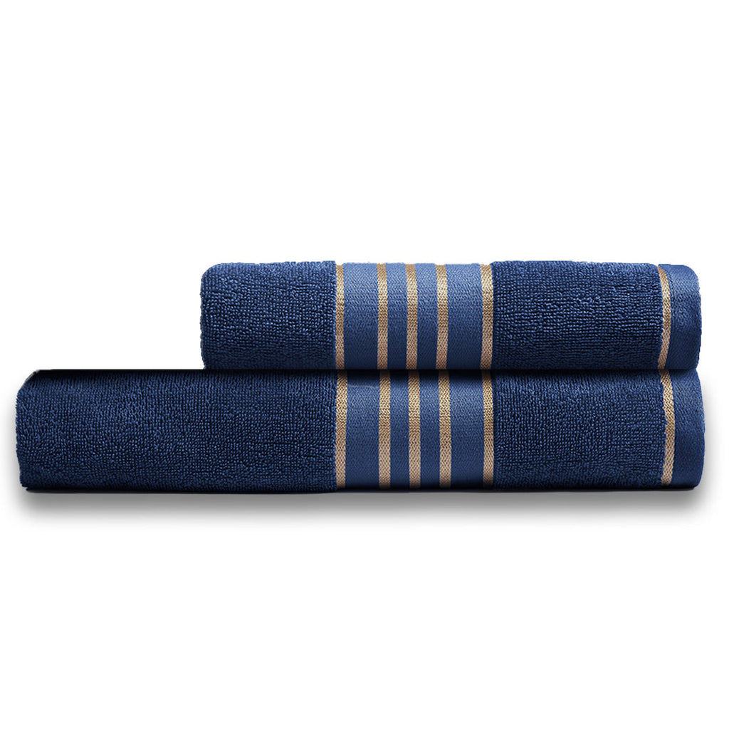Combed Cotton Navy Towel Pack Of 2 & 4