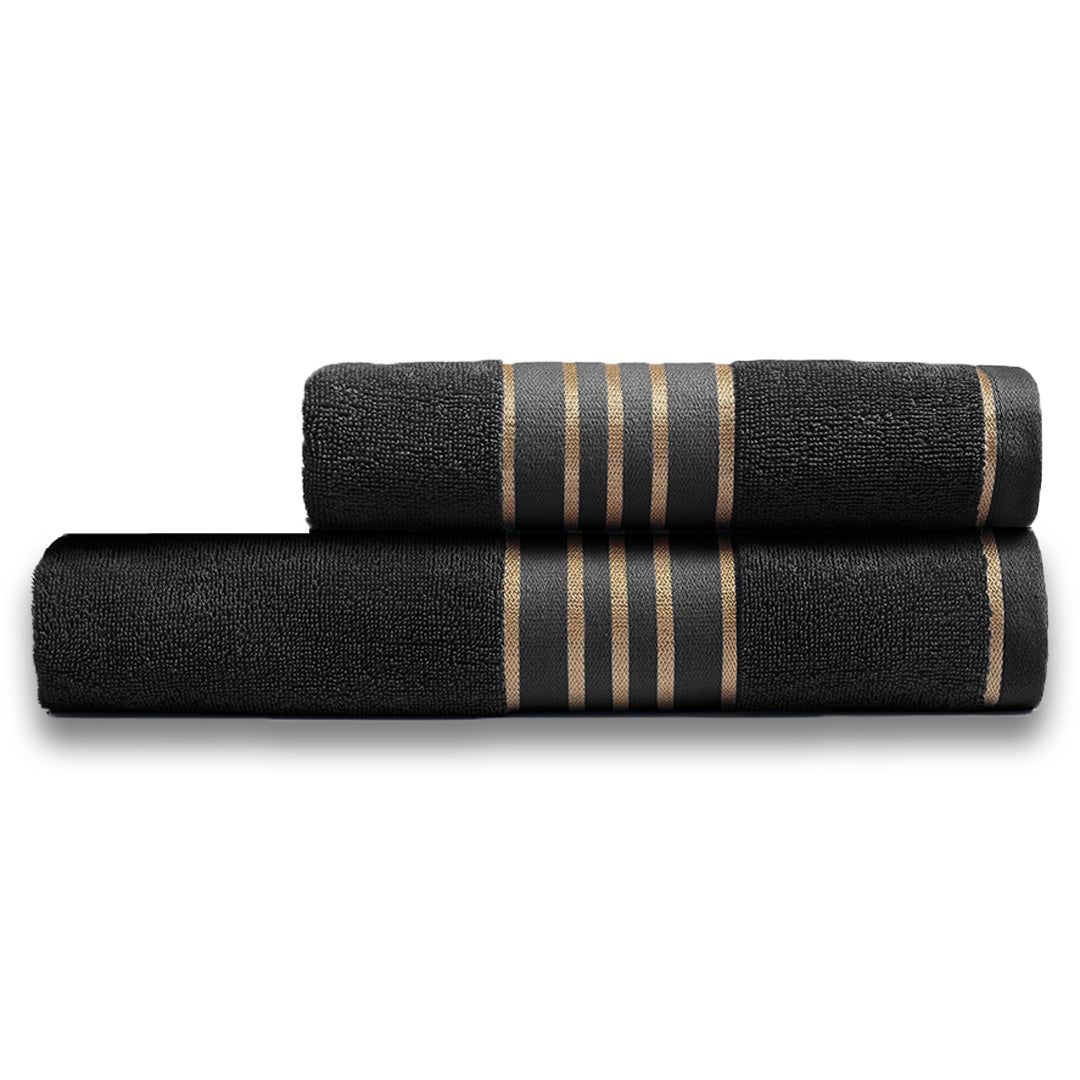 Combed Cotton Black Towel Pack Of 2 & 4