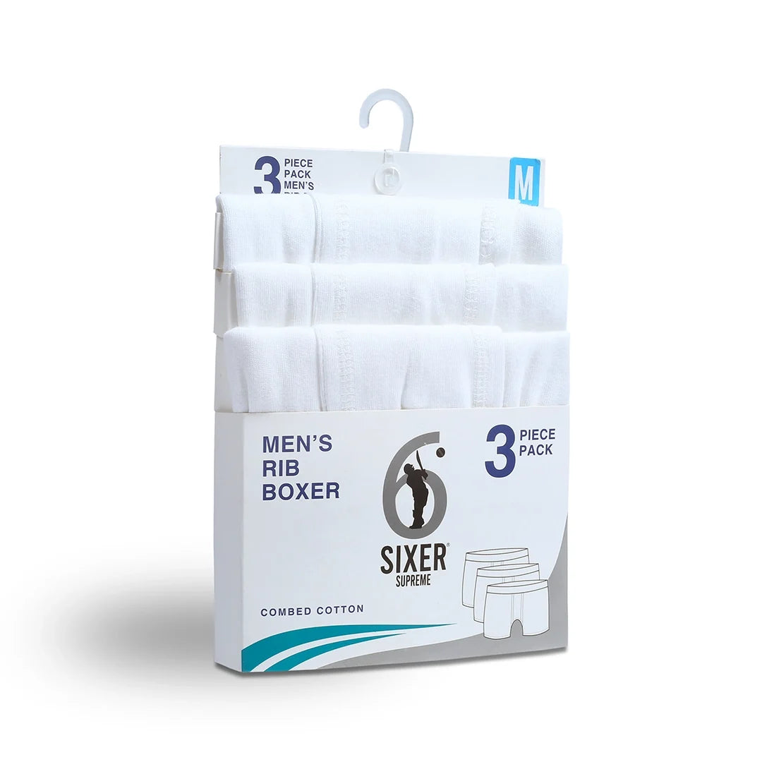 Sixer Supreme Men's Boxer Briefs White - Pack of 3