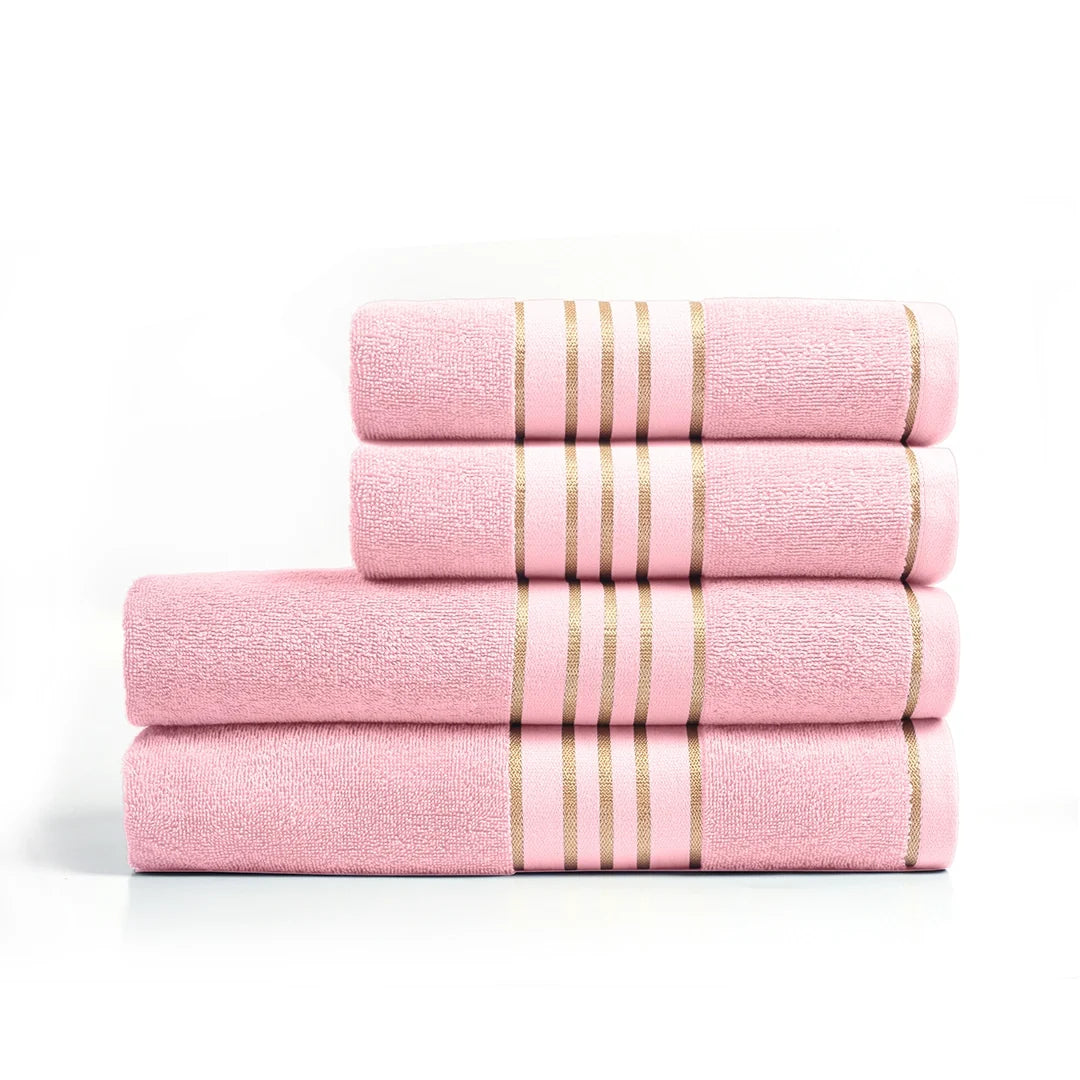 Combed Cotton Pink Towel Pack Of 2 & 4