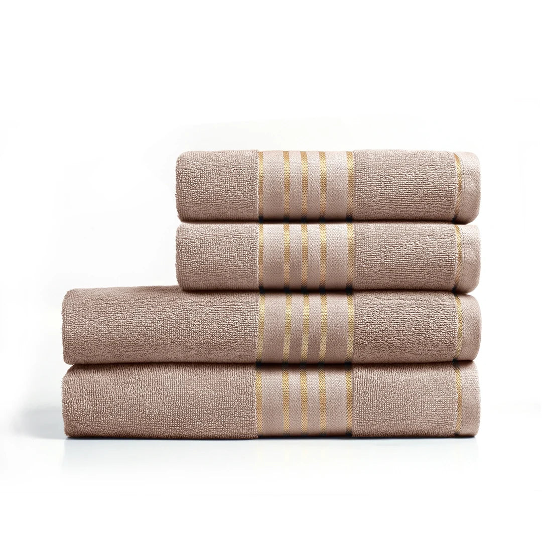 Combed Cotton Beige Towel Pack Of 2 & 4
