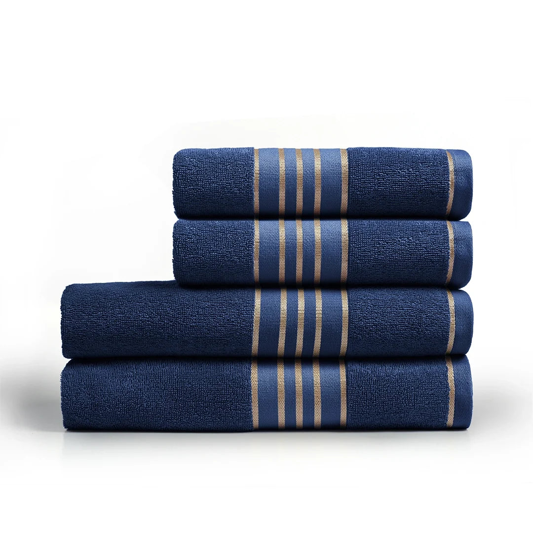 Combed Cotton Navy Towel Pack Of 2 & 4