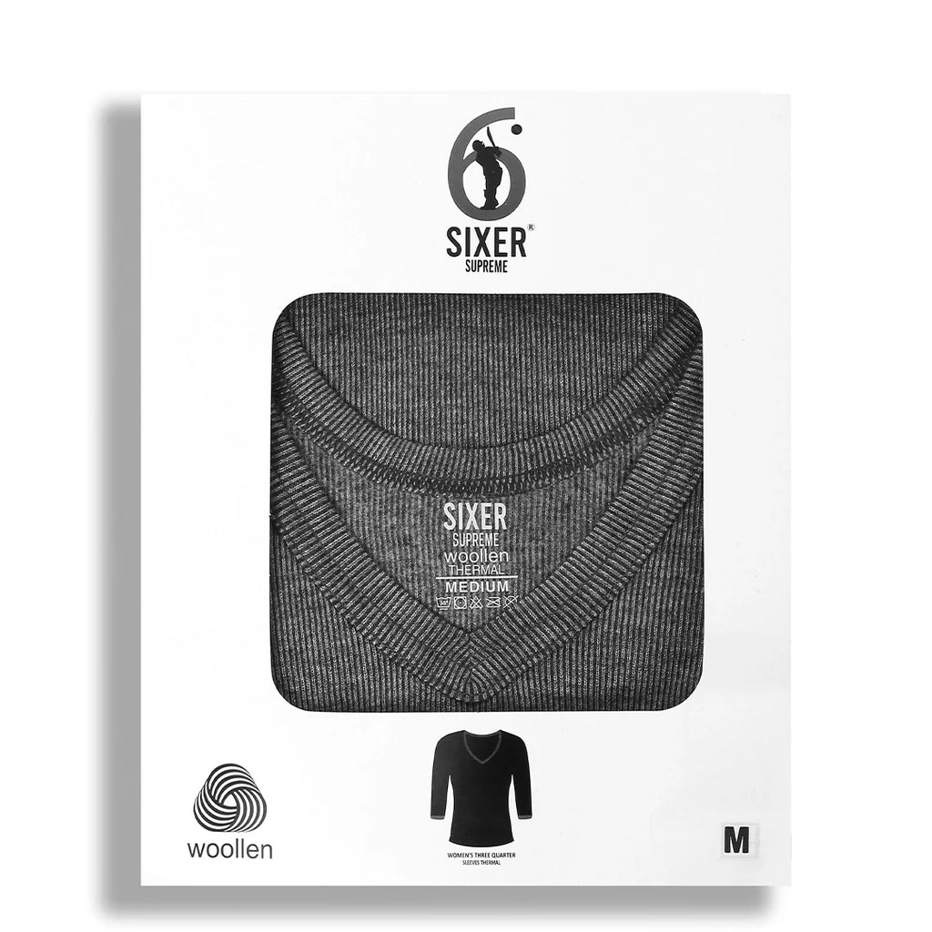 Women 3/4 Sleeves Woollen Thermal - Grey