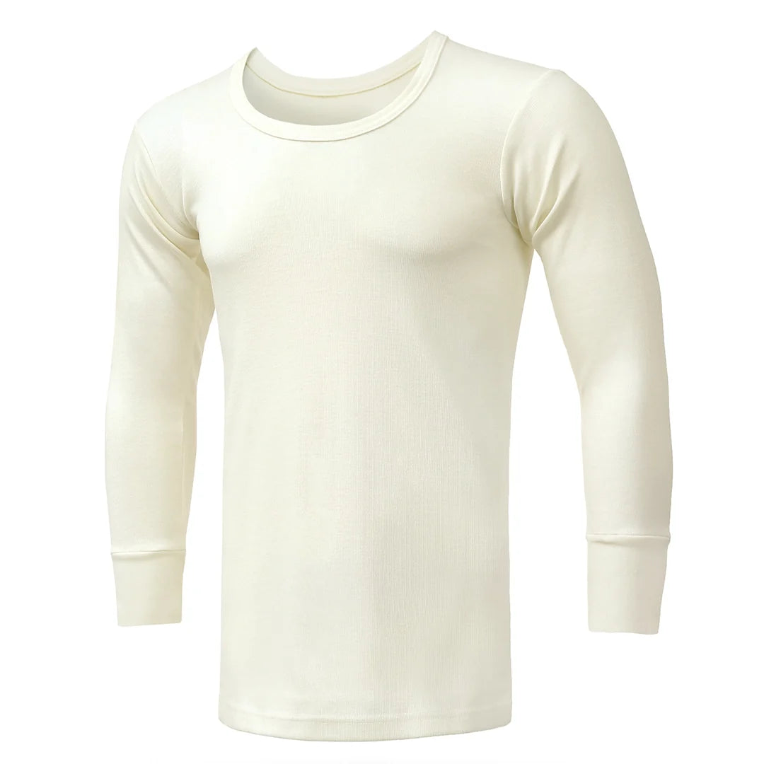Men's Long Sleeves Woollen Thermal - Off White