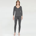 Women 3/4 Sleeves Woollen Thermal 2 Pc Set - Grey