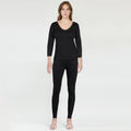 Women 3/4 Sleeves Warmer 2 Pc Set-Black