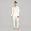 Men's Long Sleeves Woollen Thermal 2 Pc Set -Off White