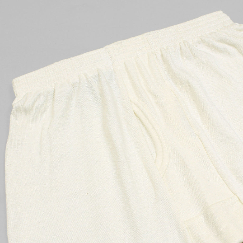 Men's Long Sleeves Woollen Thermal 2 Pc Set -Off White