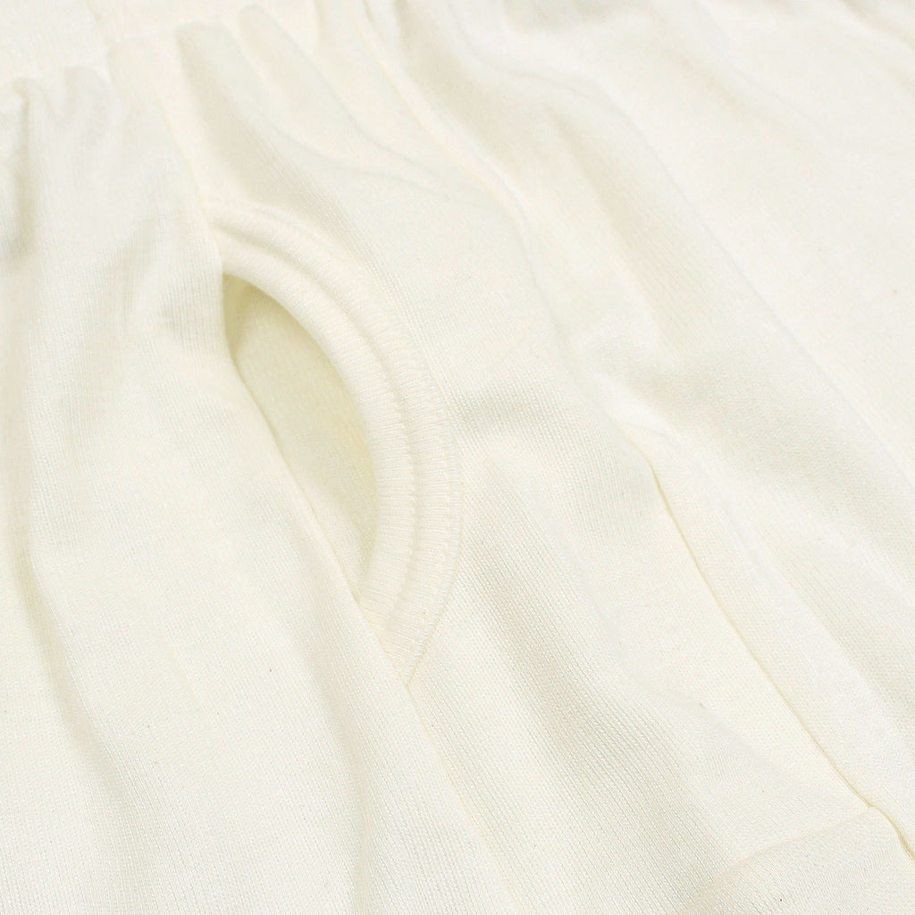 Men's Long Sleeves Woollen Thermal 2 Pc Set -Off White