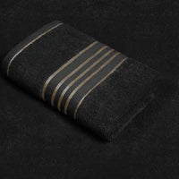 Combed Cotton Striped Towel - Black