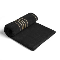 Combed Cotton Striped Towel - Black