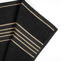 Combed Cotton Striped Towel - Black