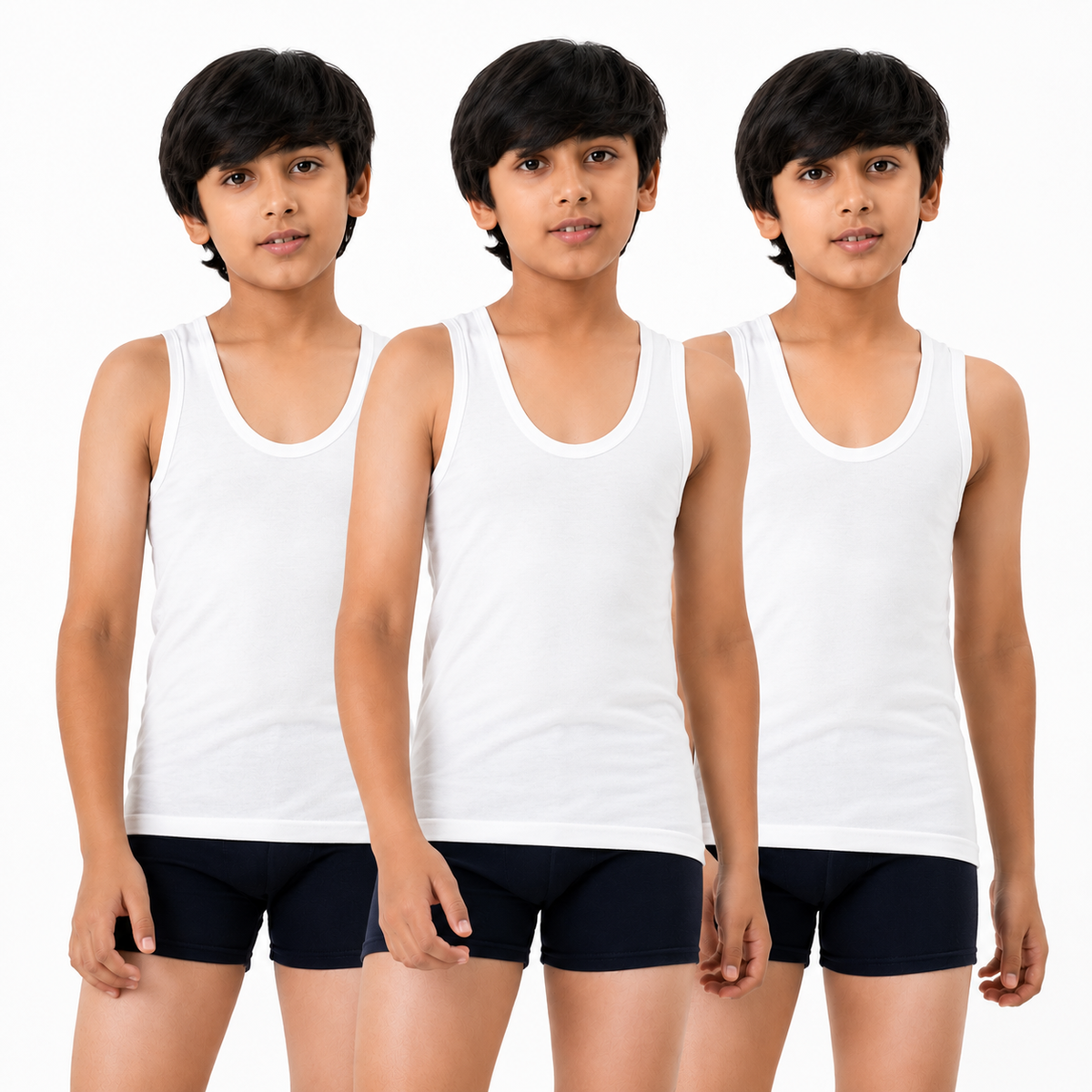 SixerSupreme Boys Premium Vests Pack of 3