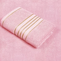 Combed Cotton Striped Towel - Pink