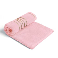 Combed Cotton Striped Towel - Pink