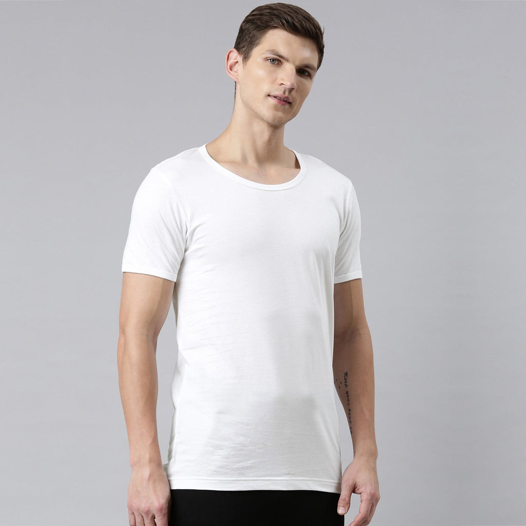 Men's Vest Half Sleeves Premium Combed Cotton - Pack of 3