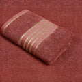 Combed Cotton Striped Towel - Rust